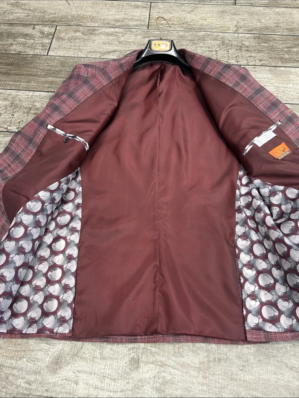 Enzo Tovare Men's Red / Burgundy Plaid Blazer NWT